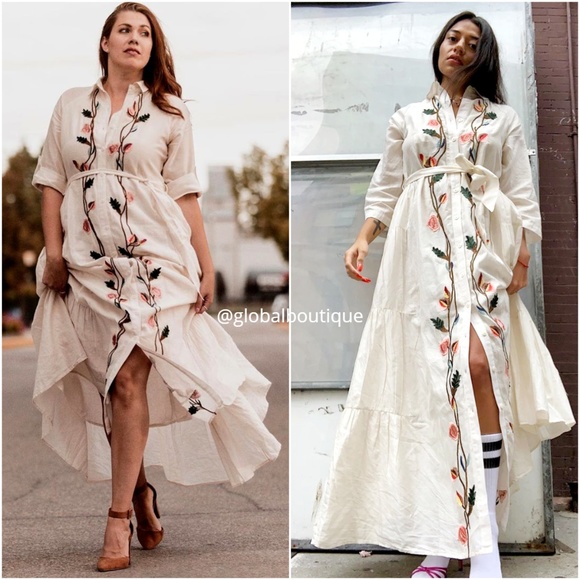 Anthropologie Dresses & Skirts - HTF NWT ANTHROPOLOGIE Embroidered Vines Shirtdress